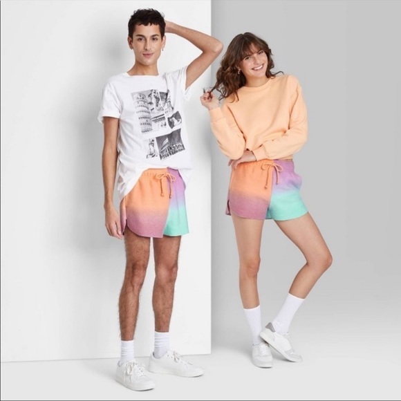 Wild fable ombré orange pink dolphin shorts fleece nwt - Picture 2 of 7
